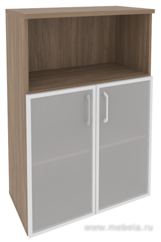 Офисный шкаф средний широкий со стеклом в раме