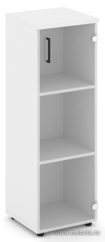 Офисный шкаф средний узкий левый / правый (1 средний фасад стекло, задняя стенка ЛДСП)