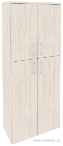 Офисный шкаф высокий широкий (2 средних фасада ЛДСП + 2 низких фасада ЛДСП)