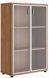 Офисный шкаф средний со стеклом с алюминиевой рамой