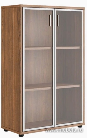 Офисный шкаф средний со стеклом с алюминиевой рамой