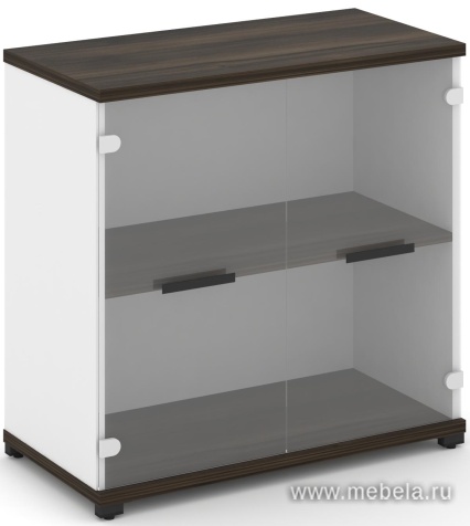 Офисный шкаф одна широкая секция, 2 ниши (2 фасада стекло прозрачное, 2 ниши)
