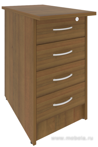 Приставная офисная тумба с замком, 4 ящика