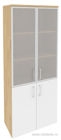 Офисный шкаф высокий широкий со стеклом в раме