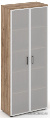 Офисный шкаф высокий широкий (2 высоких фасада стекло сатин в раме, задняя стенка ЛДСП)