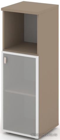 Офисный шкаф средний узкий правый (матовое стекло в раме)