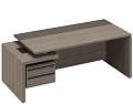 Стол руководителя с тумбой подвесной 2-ящичной с замком левый