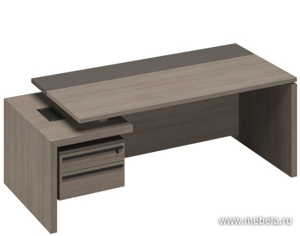 Стол руководителя с тумбой подвесной 2-ящичной с замком левый