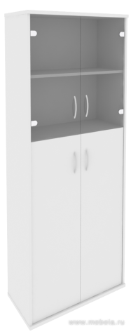 Офисный шкаф высокий  комбинир. со стеклом