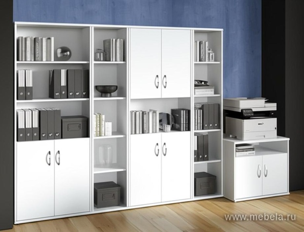 Офисный шкаф узкий комбинир.со стеклом, Л/Пр.