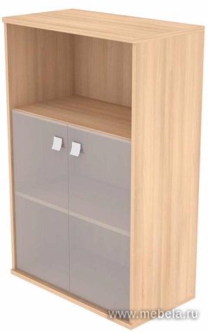 Офисный шкаф средний полузакрытый со стеклом