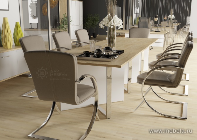 Стол руководителя на металлокаркасе с опорной греденцией (левый)