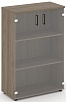 Офисный шкаф средний широкий (2 низких фасада стекло, задняя стенка ЛДСП