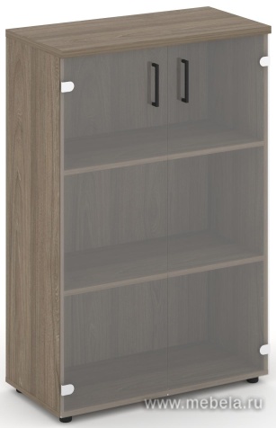 Офисный шкаф средний широкий (2 низких фасада стекло, задняя стенка ЛДСП