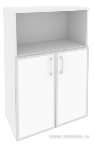 Офисный шкаф средний широкий с белым стеклом в раме