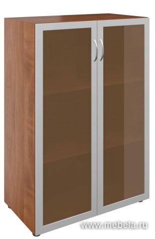 Офисный шкаф широкий средний с тонир. стеклом в алюм. раме (без топа)