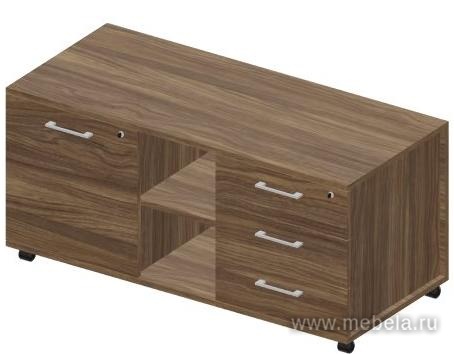 Тумба мобильная сервисная правая (3 секции, стандартные колёсные опоры, ручки - алюминий) 