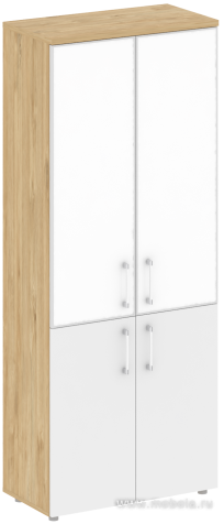 Офисный шкаф высокий широкий (белое стекло)