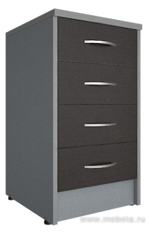 Приставная офисная тумба с замком, 4 ящика