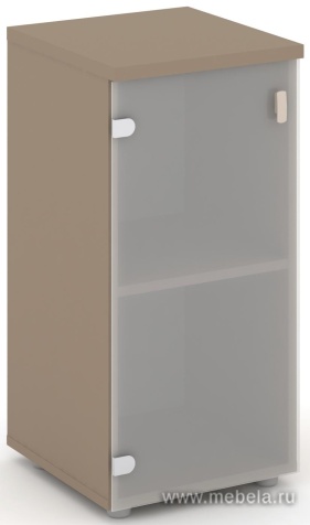 Офисный шкаф низкий узкий левый (матовое стекло)