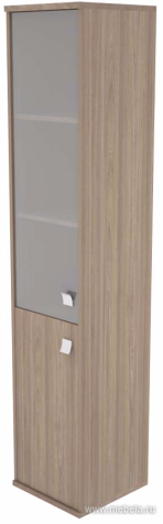 Офисный шкаф высокий узкий комбинированный со стеклом