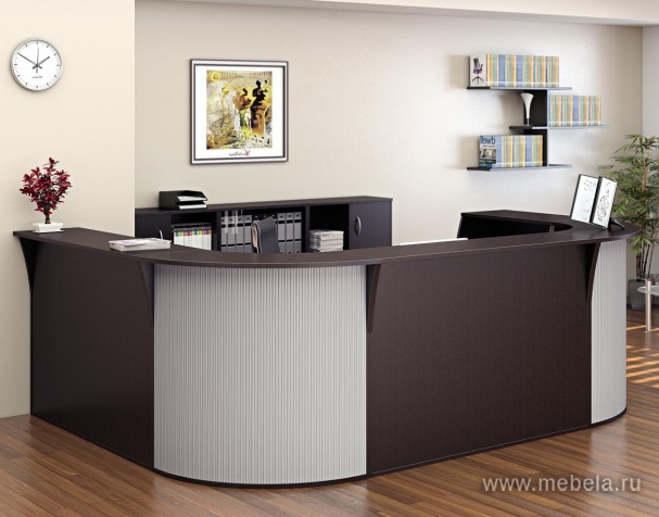 Стойка ресепшн угловая ДВП с полкой