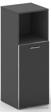 Офисный шкаф узкий средний черное стекло (левый/ правый)