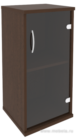 Офисный шкаф узкий низкий со стеклом, Л/Пр.