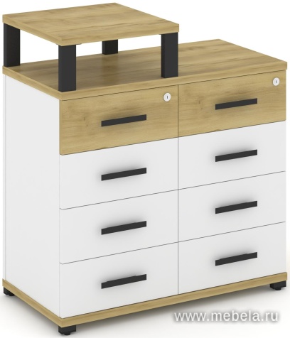 Тумба приставная широкая 8 ящиков. С надставкой узкой.