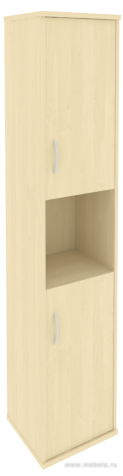 Офисный шкаф узкий закрытый + открыт. полка, Л/Пр.