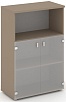 Офисный шкаф средний широкий (низкие двери матовое стекло)