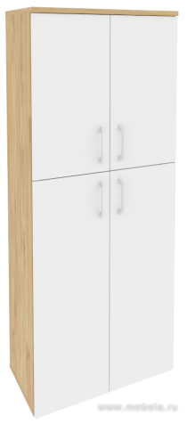 Офисный шкаф высокий широкий (2 средних фасада ЛДСП + 2 низких фасада ЛДСП)