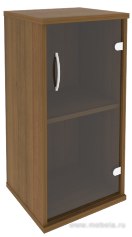 Офисный шкаф узкий низкий со стеклом, Л/Пр.