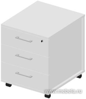 Тумба мобильная (3 ящика, стандартные колёсные опоры, ручки - алюминий)