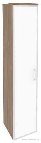 Офисный шкаф высокий узкий с белым стеклом в раме левый / правый