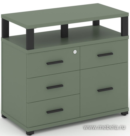 Тумба приставная широкая 4 ящика + 1 распашной фасад. С надставкой широкой.