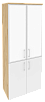 Офисный шкаф высокий широкий со стеклом в раме белое