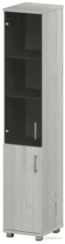 Офисный шкаф узкий высокий закрытый 2 двери (ЛДСП + стекло)