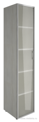 Офисный шкаф узкий закрытый со стеклом в раме Л/ПР