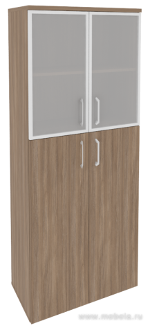 Офисный шкаф высокий широкий со стеклом в раме