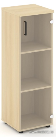 Офисный шкаф средний узкий левый / правый (1 средний фасад стекло, задняя стенка ЛДСП)