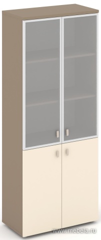 Офисный шкаф высокий широкий (ЛДСП + матовое стекло в раме)