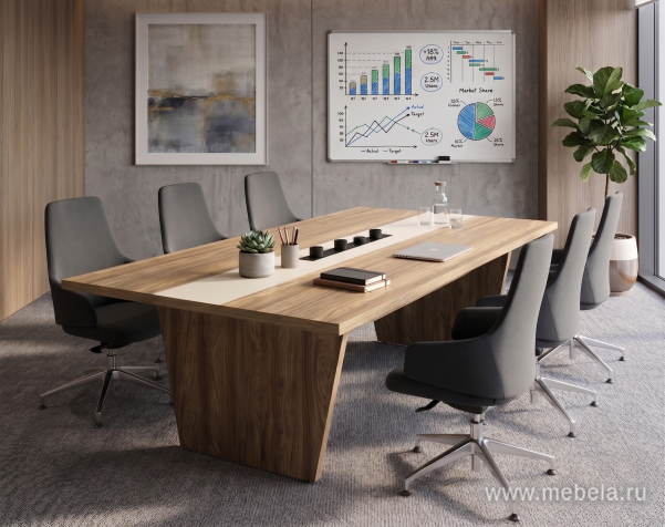 Стол руководителя с опорной тумбой (левый)