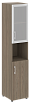 Офисный шкаф узкий комбинир. со стеклом в раме + открытая полка, Л/ПР