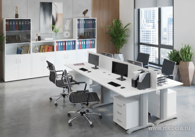 Офисный шкаф узкий комбинир.со стеклом, Л/Пр.