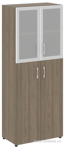 Офисный шкаф высокий комбинир. со стеклом в раме