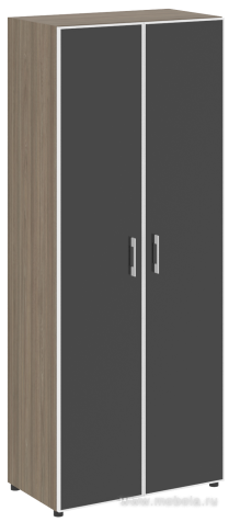 Офисный шкаф высокий закрытый двери стекло в раме (Черное)