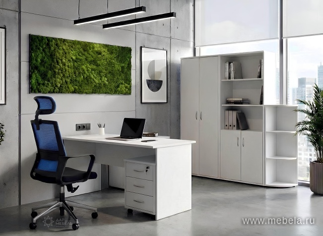 Офисный шкаф узкий комбинир.со стеклом, Л/Пр.