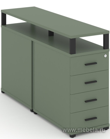 Тумба двухсторонняя опорная/приставная 4 ящика. С надставкой.