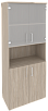 Офисный шкаф высокий широкий (2 низких фасада ЛДСП + 2 низких фасада стекло)